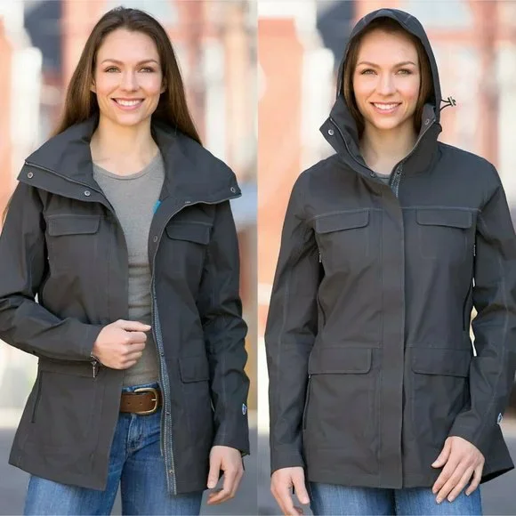 Kuhl Saboteura Waterproof Jacket Zip Raincoat Raven Gray Lightweight Size Small - Picture 12 of 12